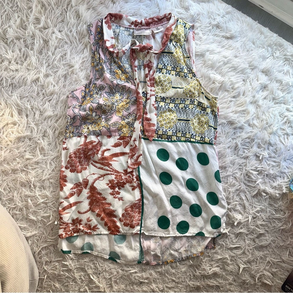 Anthropologie Floral and patchwork Tank Blouse Like new
